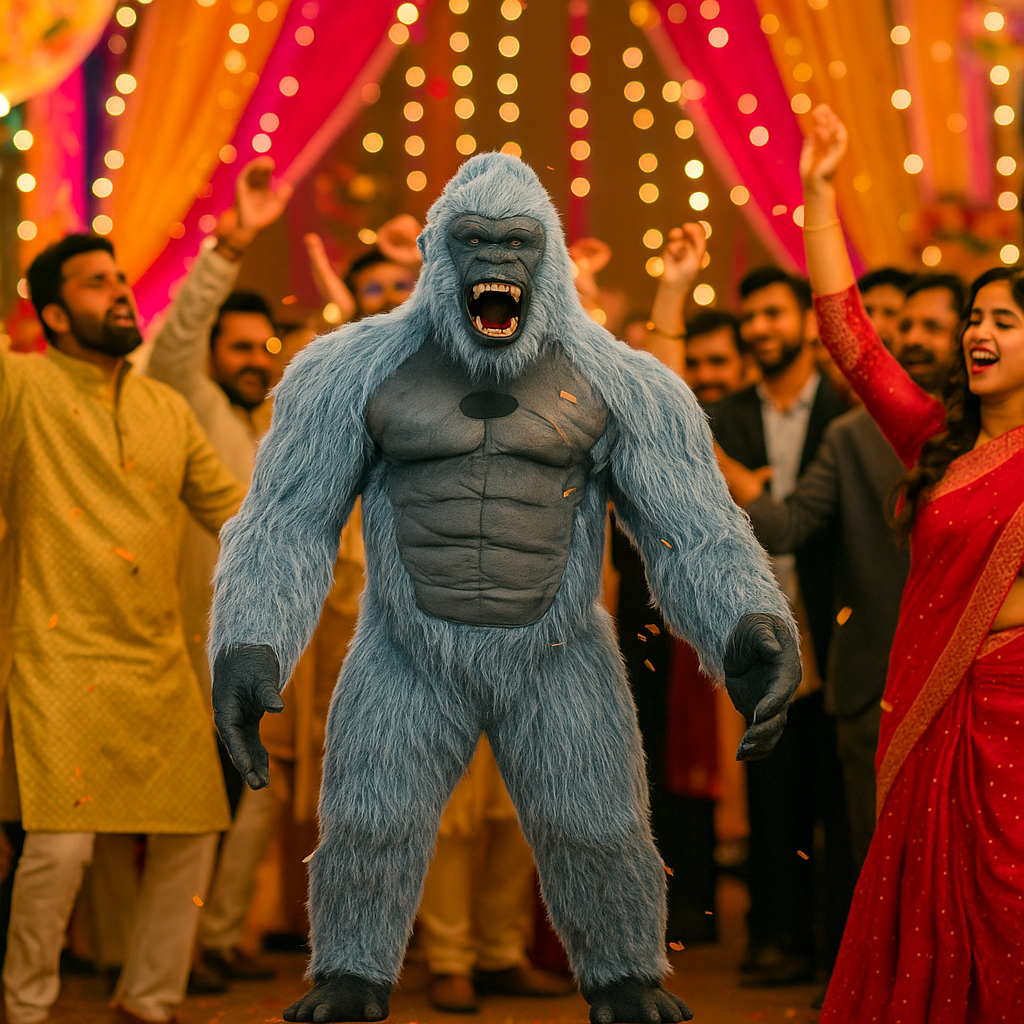 Surprise with Angry Young Gorilla Costume