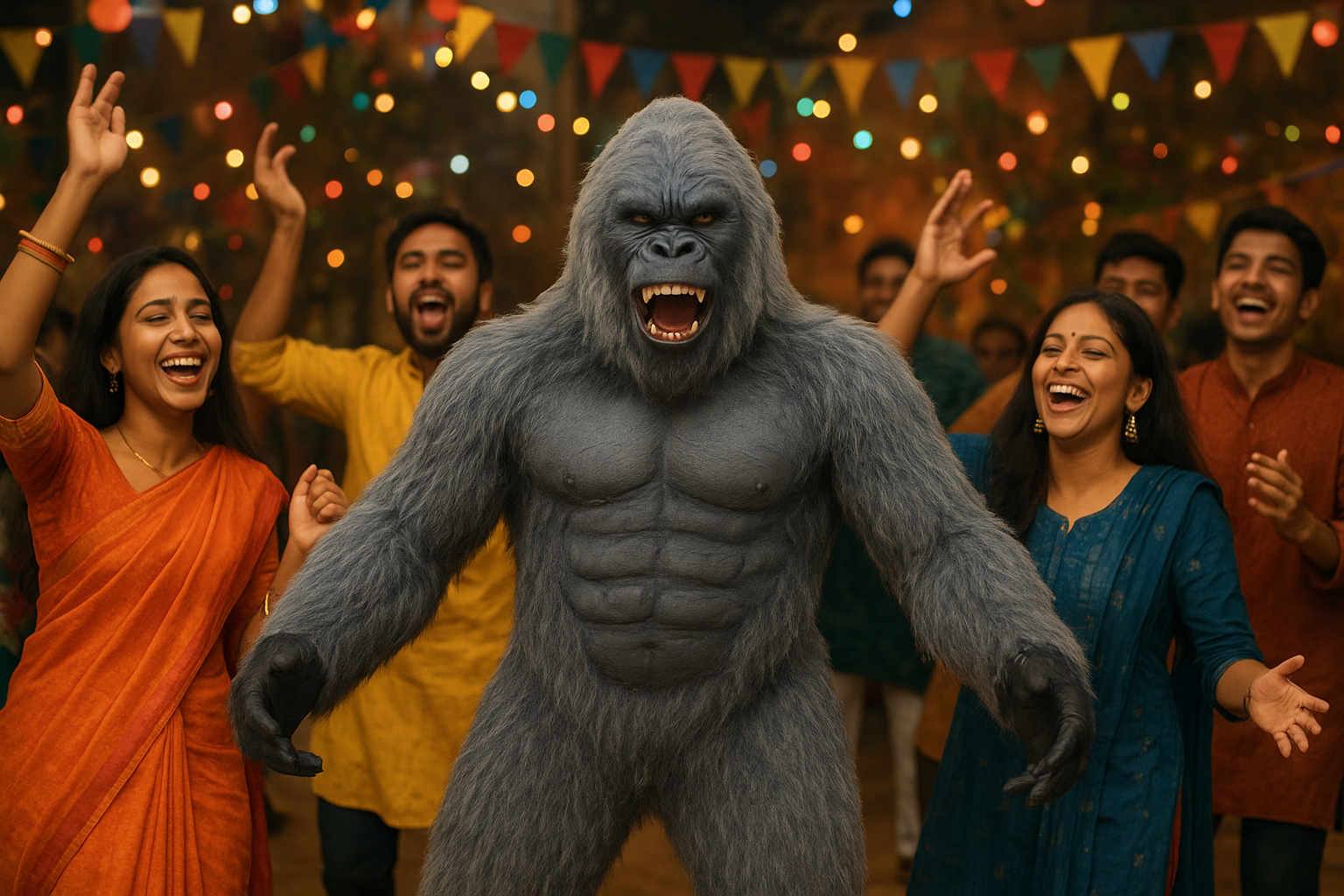 Surprise with Angry Young Gorilla Costume