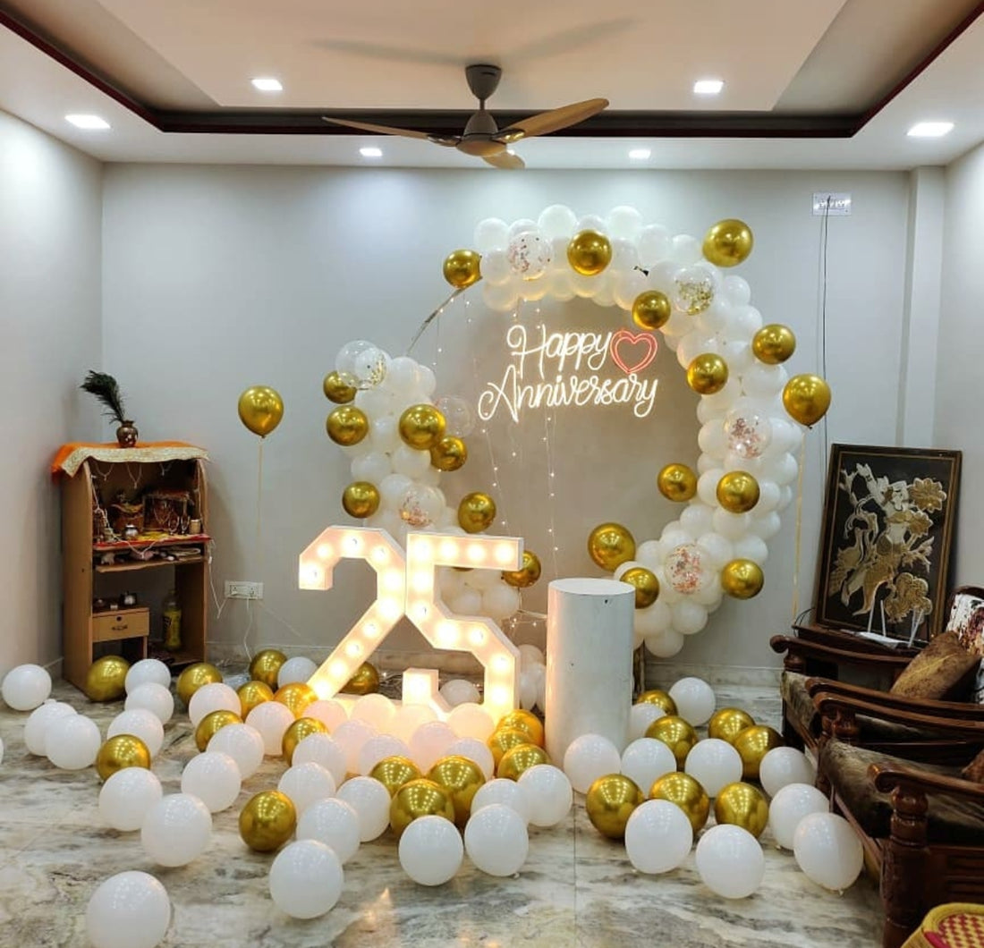 White and golden arch setup