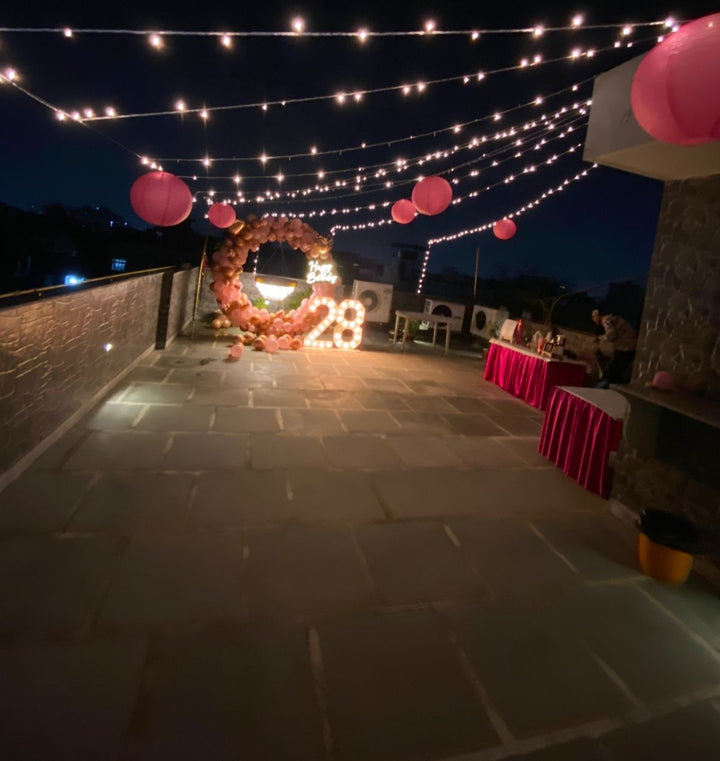 Chandelier on rooftop décor