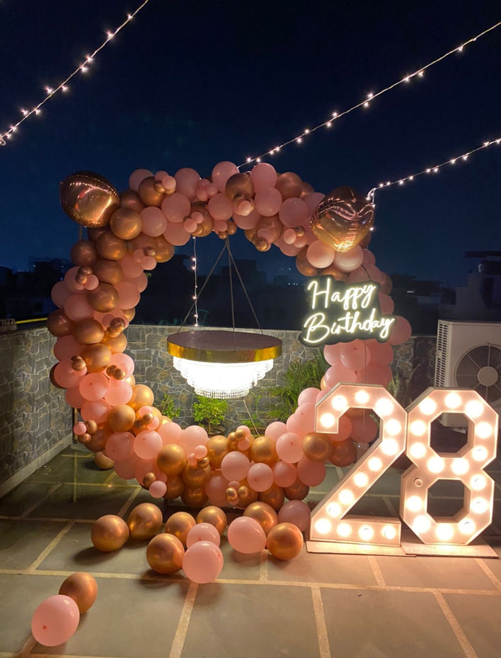 Chandelier on rooftop décor