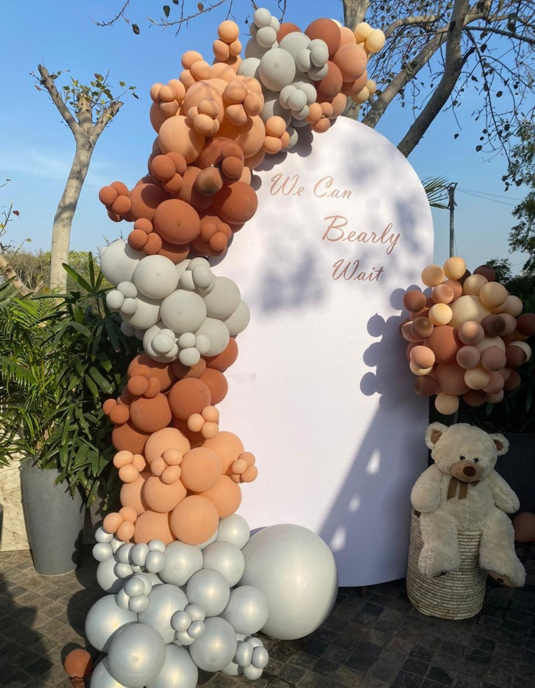 Baby shower backdrop setup
