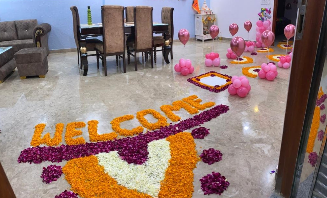 Floral Welcome baby setup