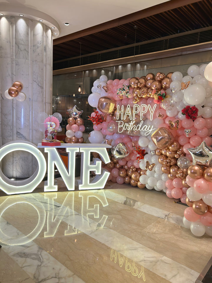 1st birthday balloon wall