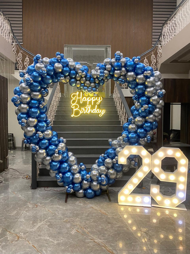 Midnight Blue Birthday Arch with Neon