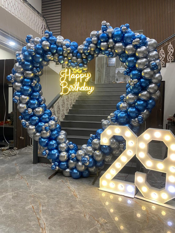 Midnight Blue Birthday Arch with Neon