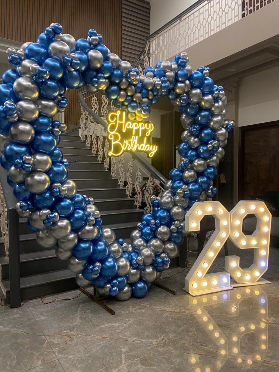 Midnight Blue Birthday Arch with Neon