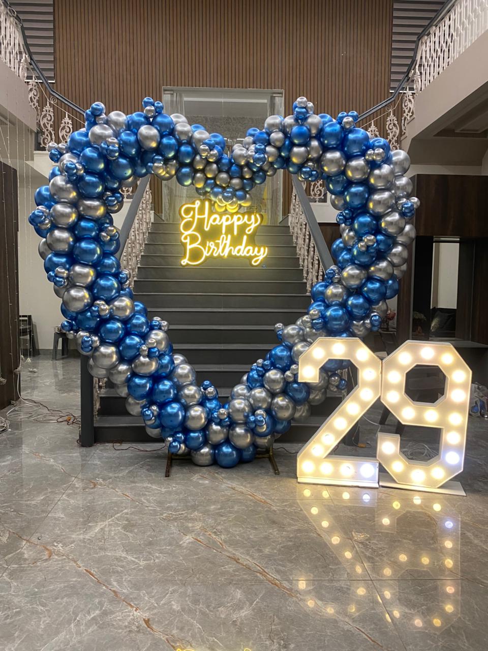 Midnight Blue Birthday Arch with Neon